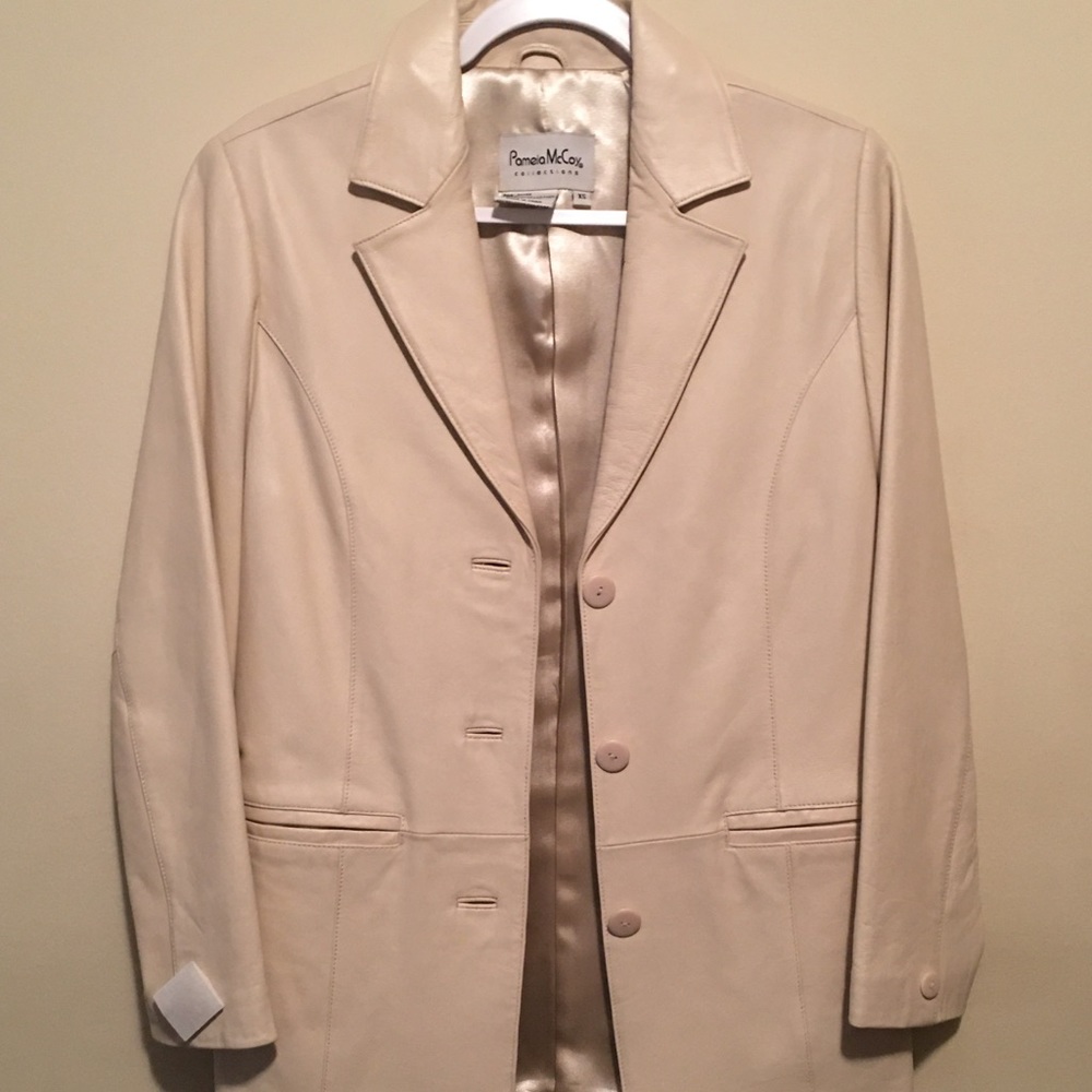 Tan/Cream “Pamela McCoy” Leather Jacket